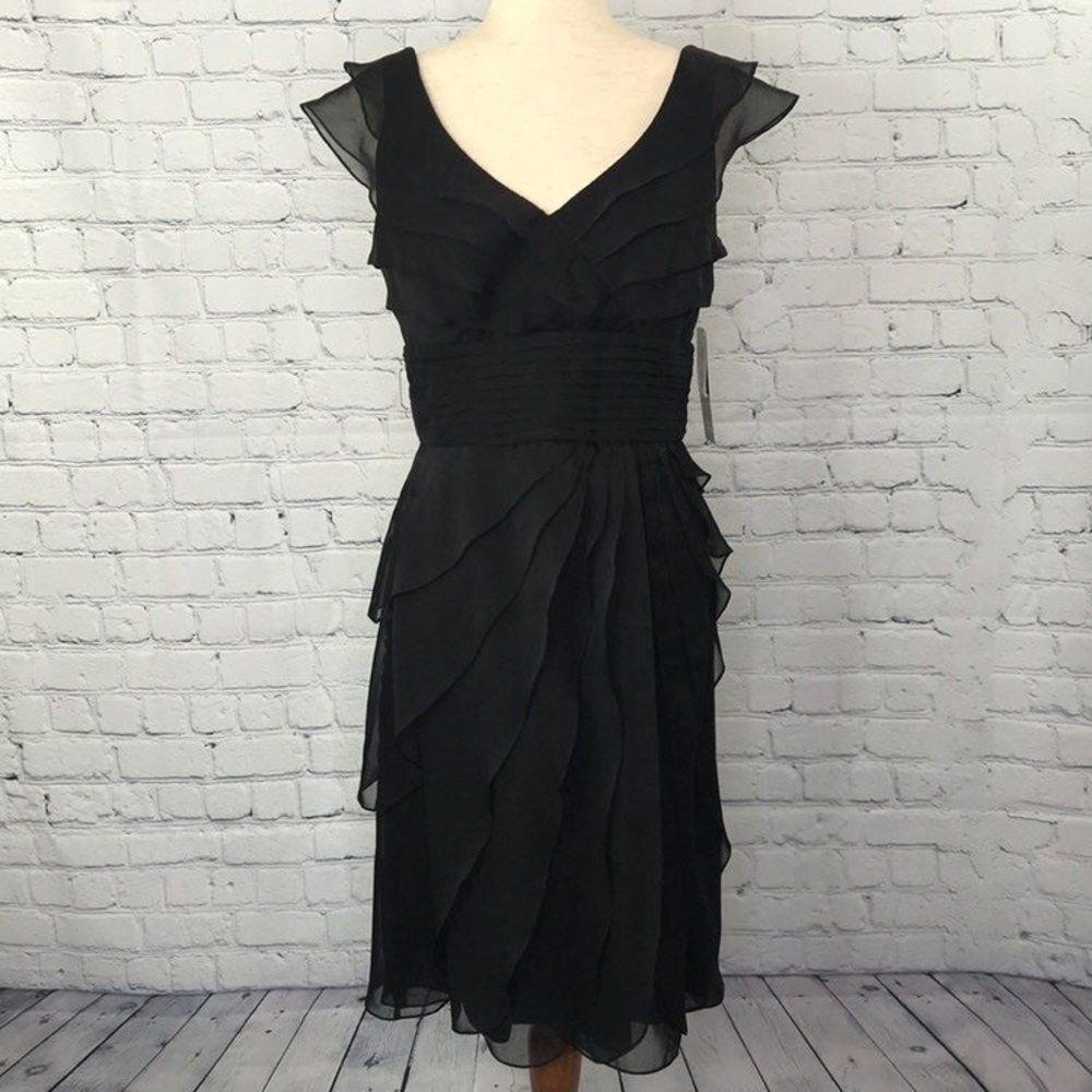 Adrianna Papell tiered chiffon dress 18W